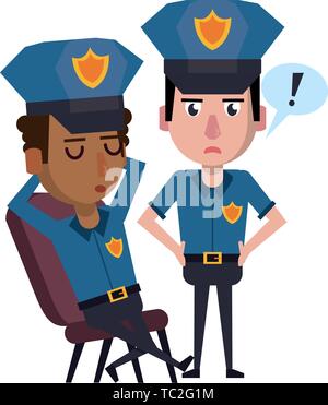 policemen working avatar cartoon character Stock Vector