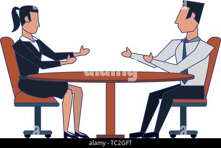 business people avatars cartoon characters blue lines Stock Vector