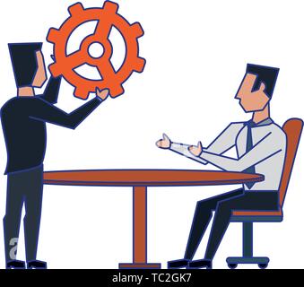 business people avatars cartoon characters blue lines Stock Vector