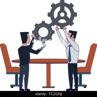 business people avatars cartoon characters blue lines Stock Vector