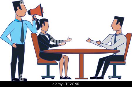 business people avatars cartoon characters blue lines Stock Vector