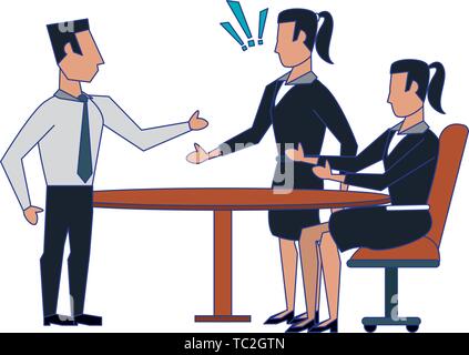 business people avatars cartoon characters blue lines Stock Vector