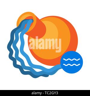 Aquarius astrology sign isolated on white. Horoscope symbol representation of water, called water carrier or cup carrier. Zodiac constellations astrol Stock Vector