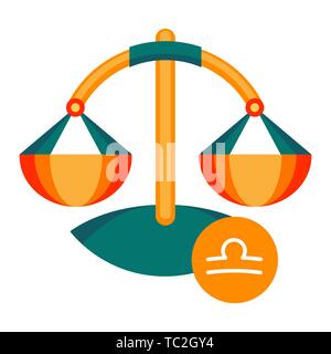 Libra astrology sign isolated on white background. Horoscope symbol represented as weighing scales. Zodiac constellations astrological mythology icon  Stock Vector