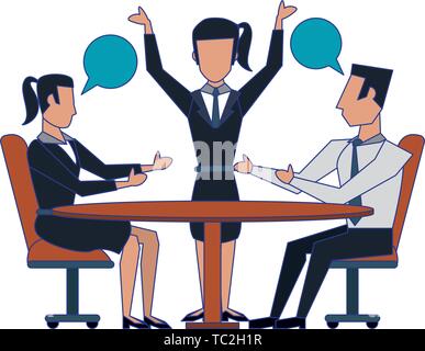 business people avatars cartoon characters blue lines Stock Vector