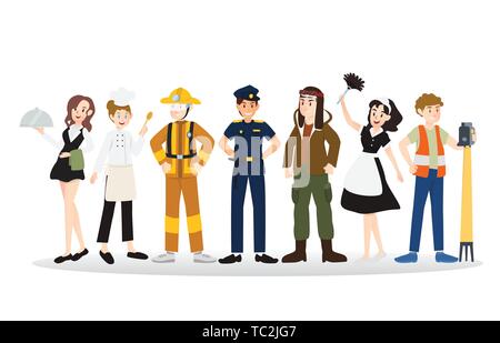 A group of people of different professions illustration design Stock Vector