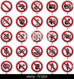 Vector illustration. Twenty forbidden symbols in shine style. Stock Vector
