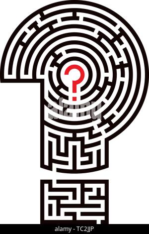 Vector illustration. Question mark maze. Unique path. Geometric forms. Stock Vector