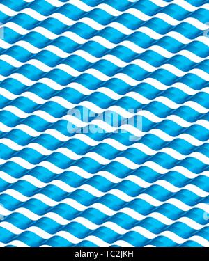Vector illustration. Seamless wave texture in blue tones and white. Stock Vector