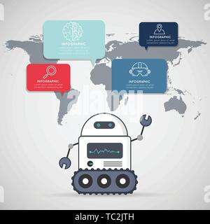 Smart robot with infographic icons illustration design Stock Vector