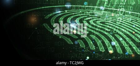 Abstract fingerprint technology business background. Circuit security style. Digital identify Stock Vector