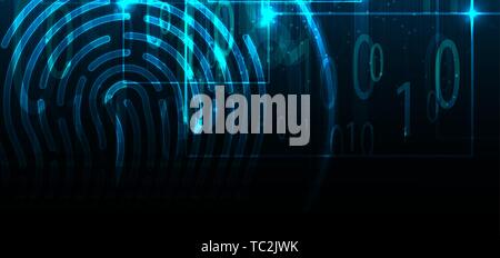 Abstract fingerprint technology business background. Circuit security style. Digital identify Stock Vector