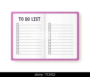 To do list. Blank page notebook. Vector illustration design Stock Vector