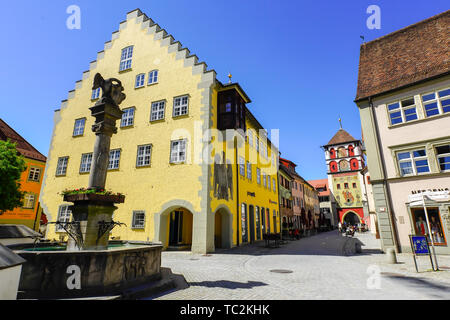 Street view of Wangen im Allgäu, Baden-Württemberg, Germany. A historic city in east Baden-Wuerttemberg. Stock Photo