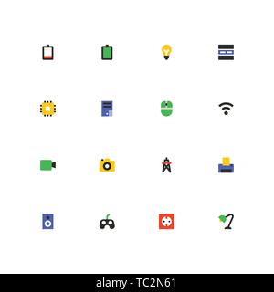Technology concepts - colorful material design icons set Stock Vector