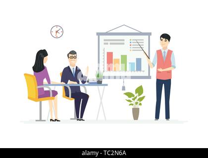 Business Meeting - modern vector cartoon characters illustration Stock Vector