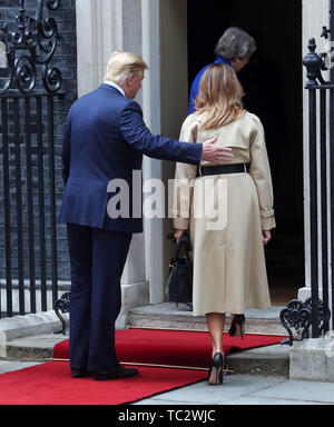 US president Donald Trump and his wife Melania are seen arriving at the ...