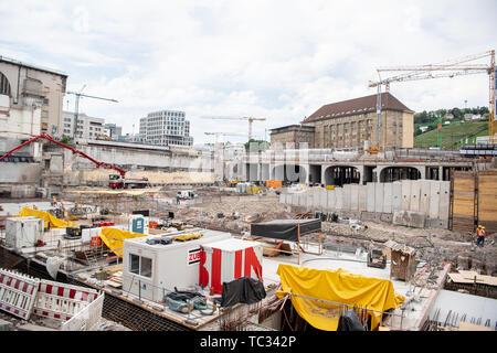 Stuttgart, Germany. 05th June, 2019. The Stuttgart construction site. 25 years ago Wissmann, Teufel and Dürr presented the idea sketch of the joint project Stuttgart 21 to the public. Credit: Fabian Sommer/dpa/Alamy Live News Stock Photo