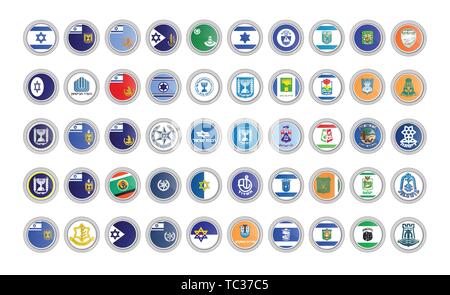 Set of vector icons. Flags of Israel. 3D illustration. Stock Vector