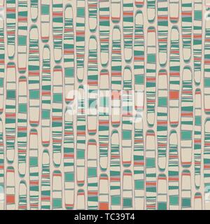 Geological strata in abstract vertical rows of multicolor shapes Seamless geometric vector pattern on neutral sandstone background. Great for wellness Stock Vector