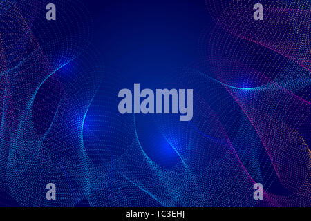 Abstract background composed of colored wave points and dynamic particles Stock Photo