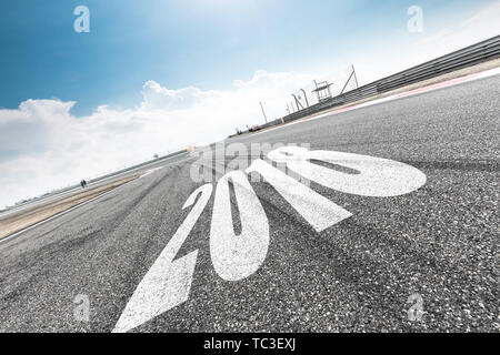 Empty asphalt road in blue cloudsky Stock Photo