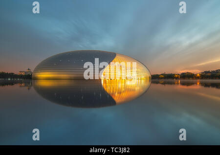 Night view of the China National Grand Theatre in Beijing Stock Photo