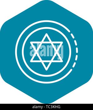 Jewish coin icon, outline style Stock Vector