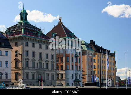 Majestic old houses in Gamla Stan, Stockholm, Sweden, during a summer afternoon Stock Photo
