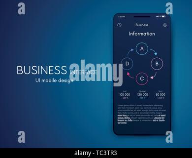 Vector graphics mobile infographics with four options. Template for creating mobile applications, workflow layout, diagram, banner, web design Stock Vector