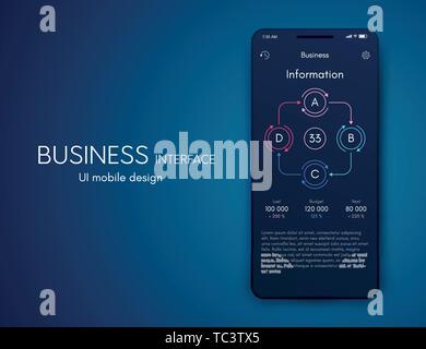 Vector graphics mobile infographics with four options. Template for creating mobile applications, workflow layout, diagram, banner, web design Stock Vector