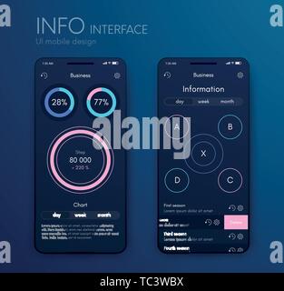 Vector graphics mobile infographics with three and four options. Template for creating mobile applications, workflow layout, diagram, banner, web Stock Vector