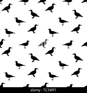 Silhouette of Water Duck on white background. Seamless Pattern. Vector Illustration. EPS10 Stock Vector