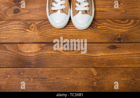 Sport shoes on floor Stock Photo