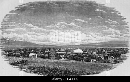 Engraved view from the North of the Salt Lake City, from the book 'The life of General Albert Sidney Johnston' by William Preston Johnston, 1878. Courtesy Internet Archive. () Stock Photo