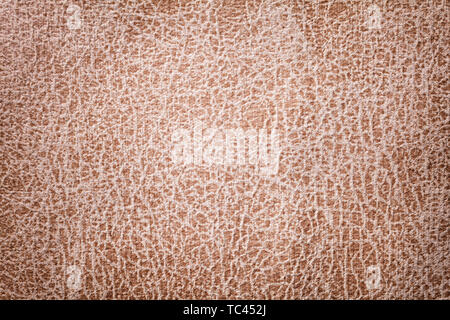 Light brown background from a soft upholstery textile material, closeup. Matte velvet fabric with natural texture. Cloth backdrop with vignette Stock Photo