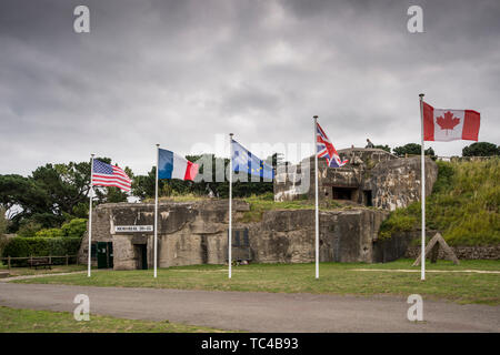 Memorial 39-45 Museum.  One of the WW2 bunker is used for this momorial in La Cité d'Alet (or Aleth), Saint Malo, Brittany, France Stock Photo