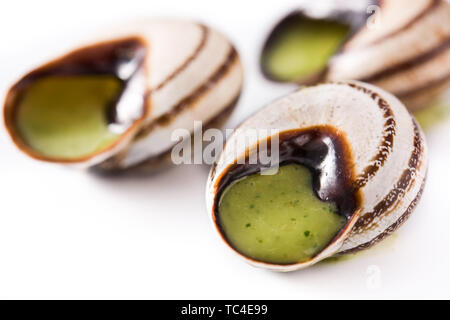 Escargots de Bourgogne isolated on white background Stock Photo