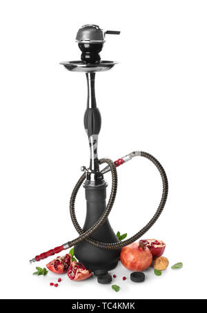 Hookah with fruits on white background Stock Photo