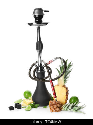 Hookah with fruits on white background Stock Photo