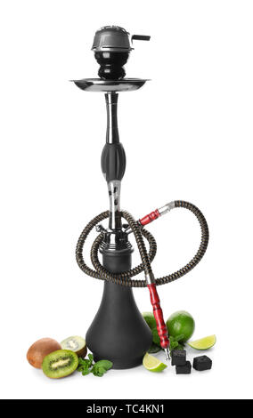 Hookah with fruits on white background Stock Photo