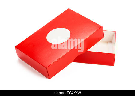 Open red shoe box isolated on white Stock Photo