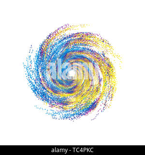 Spiral abstract pattern background composed of colored particle dots Stock Photo