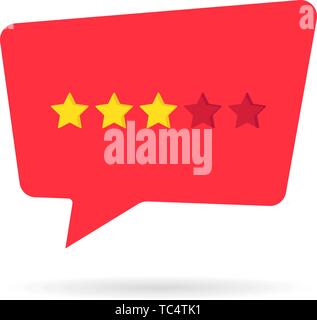 three rating star speech bubble like neutral feedback Stock Vector