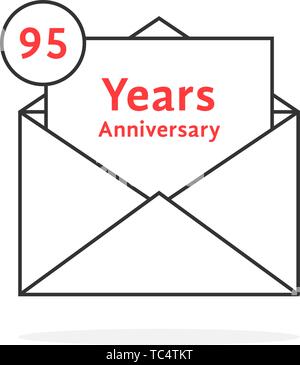thin line 95 years anniversary logo like black open letter Stock Vector