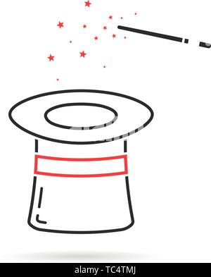 thin line inverted magic hat icon on white Stock Vector