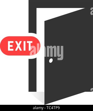 simple black exit door icon on white background Stock Vector