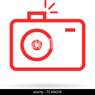 red linear simple photo camera logo Stock Vector
