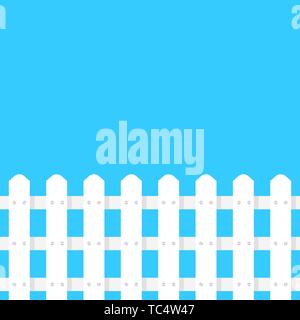 simple white fence garden on blue background Stock Vector
