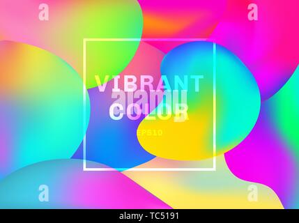 3D liquid or fluid shapes gradient elements vibrant color background. Vector illustration Stock Vector
